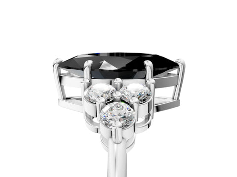 White gold Fancy Black Marquise Cut Brilliant Diamond Cluster Accent Solitaire Ring with Prong Setting_17