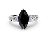 White gold Fancy Black Marquise Cut Brilliant Diamond Pavé Band with Six-Prong Setting_12