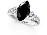 White gold Fancy Black Marquise Cut Brilliant Diamond Pavé Band with Six-Prong Setting_13