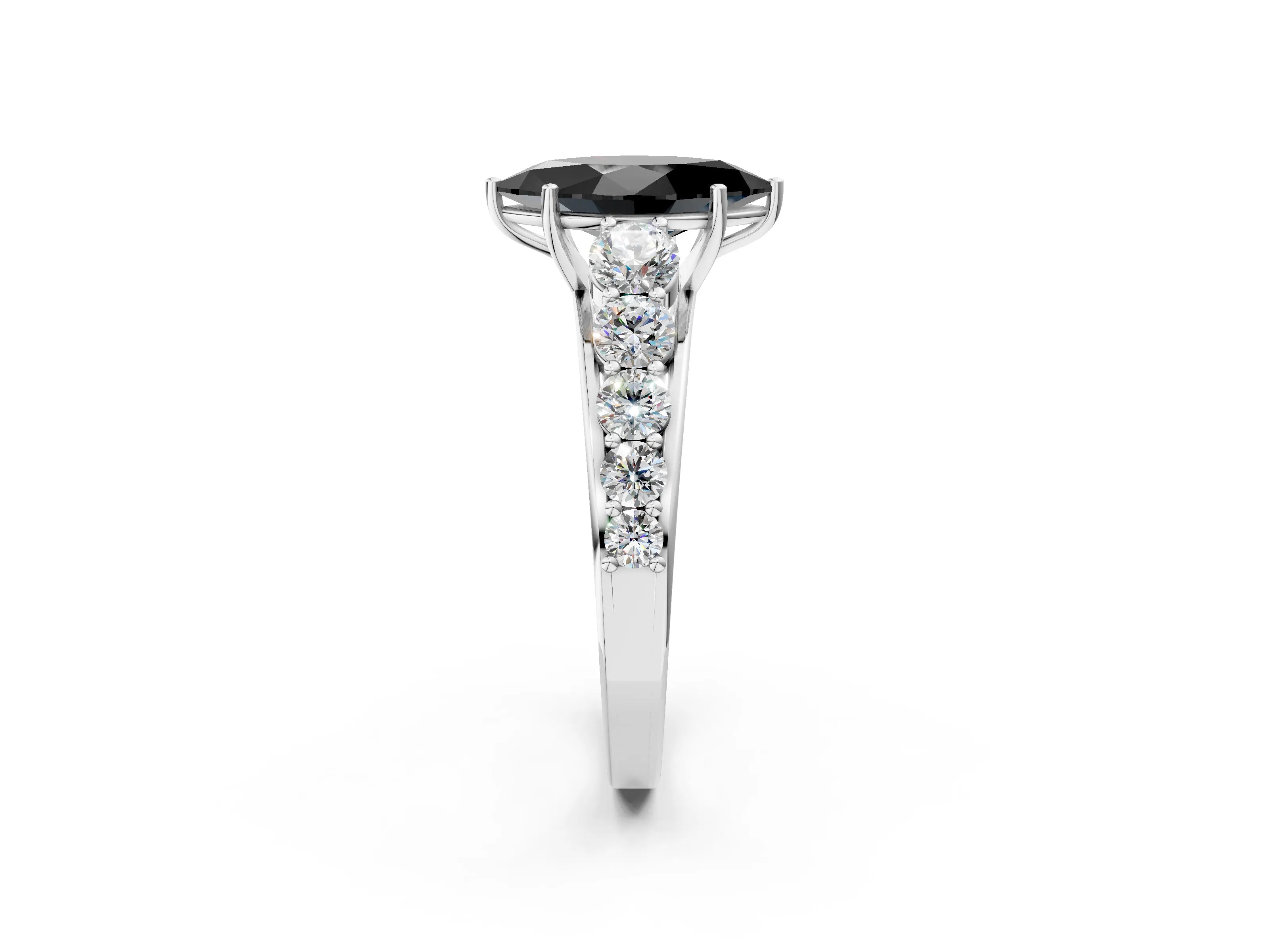 White gold Fancy Black Marquise Cut Brilliant Diamond Pavé Band with Six-Prong Setting_2