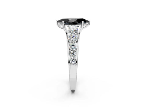 White gold Fancy Black Marquise Cut Brilliant Diamond Pavé Band with Six-Prong Setting_2