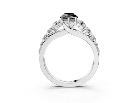 White gold Fancy Black Marquise Cut Brilliant Diamond Pavé Band with Six-Prong Setting_3