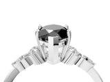 White gold Fancy Black Marquise Cut Brilliant Diamond Solitaire Ring with Pear Side Stones and Four-Prong Setting_10