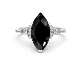 White gold Fancy Black Marquise Cut Brilliant Diamond Solitaire Ring with Pear Side Stones and Four-Prong Setting_6