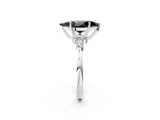 White gold Fancy Black Marquise Cut Brilliant Diamond Solitaire Ring with Pear Side Stones and Four-Prong Setting_8