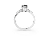 White gold Fancy Black Marquise Cut Brilliant Diamond Solitaire Ring with Pear Side Stones and Four-Prong Setting_9