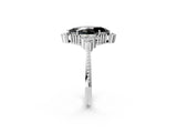 White gold Fancy Black Marquise Cut Brilliant Diamond with Cluster Setting on a Beaded Band and Four-Prong Setting_14