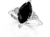 White gold Fancy Black Marquise Cut Brilliant Diamond with Cluster Setting on a Beaded Band and Four-Prong Setting_25