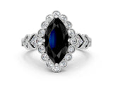 White gold Fancy Black Marquise Cut Brilliant Milgrain Pave Heart Band Solitaire Ring_12