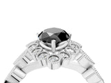 White gold Fancy Black Marquise Cut Brilliant Milgrain Pave Heart Band Solitaire Ring_16