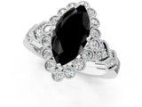 White gold Fancy Black Marquise Cut Brilliant Milgrain Pave Heart Band Solitaire Ring_25