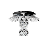 White gold Fancy Black Marquise Cut Brilliant Milgrain Pave Heart Band Solitaire Ring_29