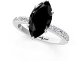 White gold Fancy Black Marquise Cut Brilliant Pavé Band Solitaire with Four-Prong Setting_1