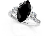 White gold Fancy Black Marquise Cut Brilliant Three-Stone Diamond Ring with Pavé Band and Four-Prong Setting_16