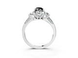 White gold Fancy Black Marquise Cut Brilliant Three-Stone Diamond Ring with Pavé Band and Four-Prong Setting_18