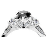 White gold Fancy Black Marquise Cut Brilliant Three-Stone Diamond Ring with Pavé Band and Four-Prong Setting_19