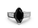 White gold Fancy Black Marquise Cut Cut Channel Set Solitaire Ring with Four-Prong Setting_12