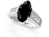 White gold Fancy Black Marquise Cut Cut Channel Set Solitaire Ring with Four-Prong Setting_13