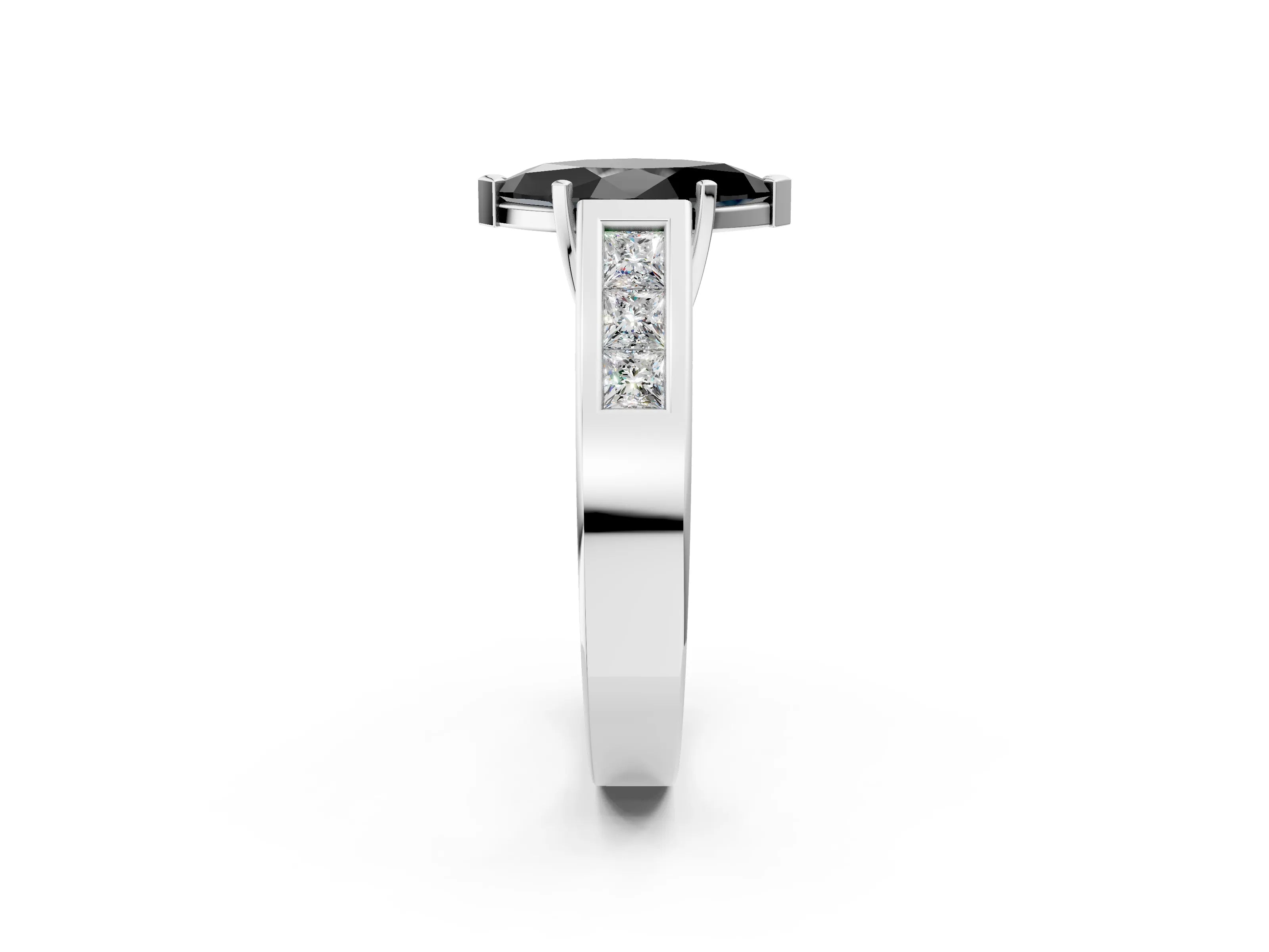 White gold Fancy Black Marquise Cut Cut Channel Set Solitaire Ring with Four-Prong Setting_14