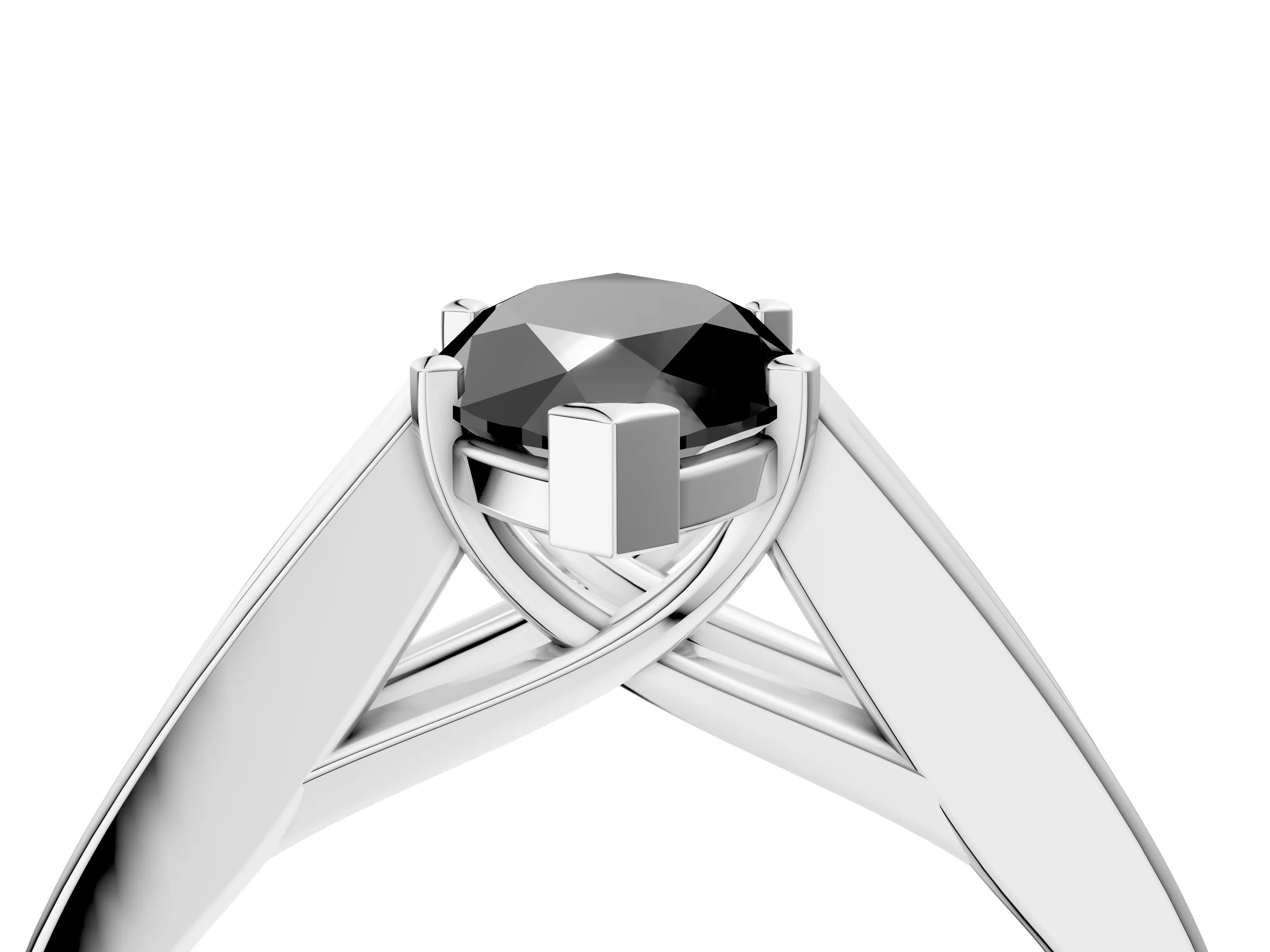 White gold Fancy Black Marquise Cut Cut Channel Set Solitaire Ring with Four-Prong Setting_16
