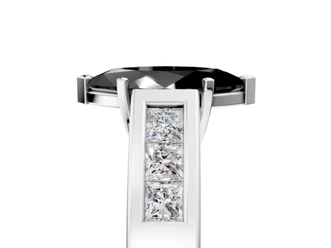 White gold Fancy Black Marquise Cut Cut Channel Set Solitaire Ring with Four-Prong Setting_17