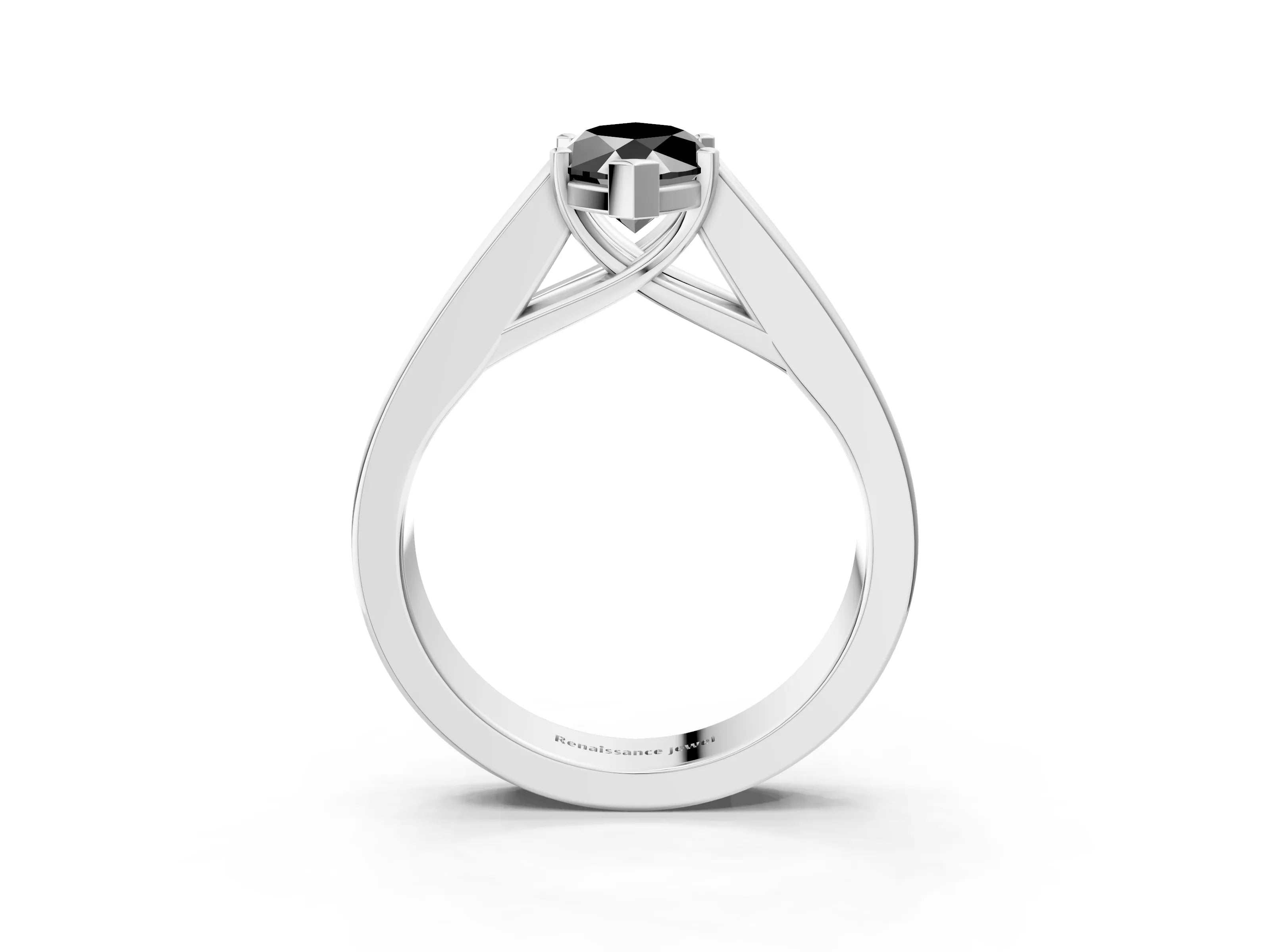 White gold Fancy Black Marquise Cut Cut Channel Set Solitaire Ring with Four-Prong Setting_3