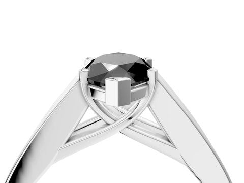 White gold Fancy Black Marquise Cut Cut Channel Set Solitaire Ring with Four-Prong Setting_4