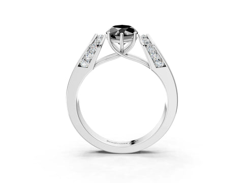White gold Fancy Black Marquise Cut Cut Diamond Channel Set Solitaire Ring with Four-Prong Setting_3