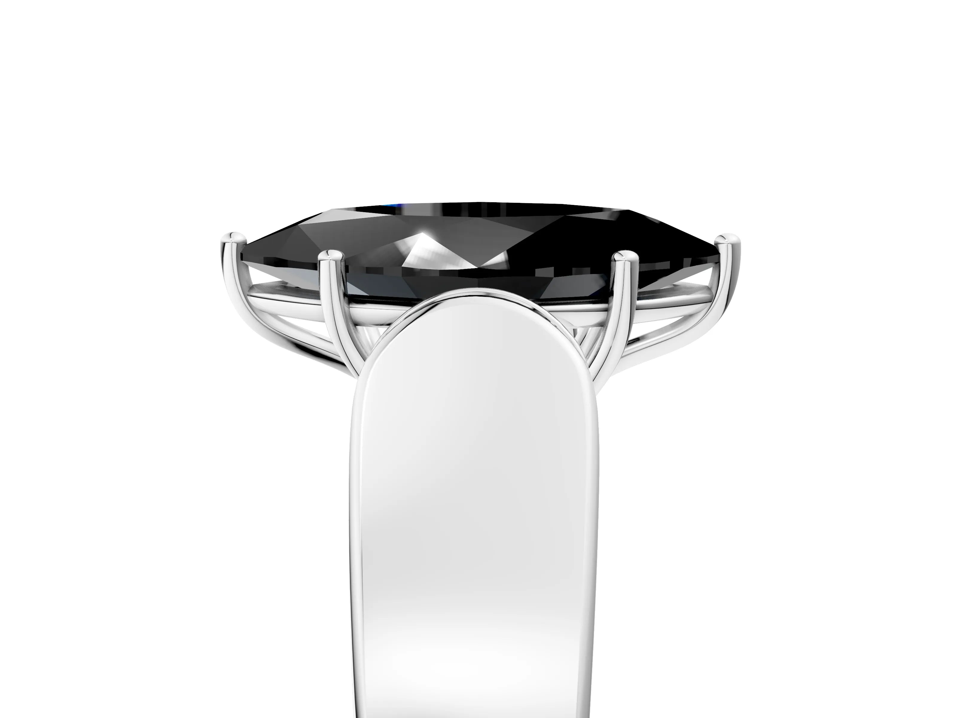 White gold Fancy Black Marquise Cut Cut Diamond Channel Set Solitaire Ring with Four-Prong Setting_5