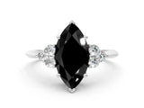 White gold Fancy Black Marquise Cut Cut Diamond Cluster Ring with Solitaire Band and Four-Prong Setting_24