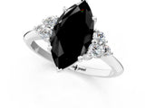 White gold Fancy Black Marquise Cut Cut Diamond Cluster Ring with Solitaire Band and Four-Prong Setting_25