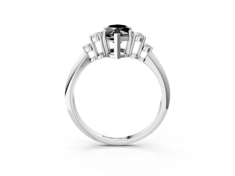 White gold Fancy Black Marquise Cut Cut Diamond Cluster Ring with Solitaire Band and Four-Prong Setting_27