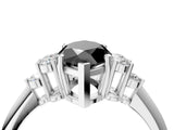 White gold Fancy Black Marquise Cut Cut Diamond Cluster Ring with Solitaire Band and Four-Prong Setting_28