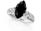 White gold Fancy Black Marquise Cut Cut Diamond Engagement Ring with Pavé Band and Four-Prong Setting_1