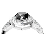 White gold Fancy Black Marquise Cut Cut Diamond Halo Engagement Ring with Open Split Pavé Band_4