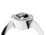 White gold Fancy Black Marquise Cut-Cut Diamond Halo Engagement Ring with Pave Band and Prong Setting_4