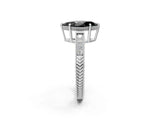 White gold Fancy Black Marquise Cut Cut Diamond Milgrain Pave Band Four-Prong Setting Ring_5