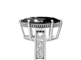 White gold Fancy Black Marquise Cut Cut Diamond Milgrain Pave Band Four-Prong Setting Ring_8