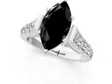 White gold Fancy Black Marquise Cut Cut Diamond Pavé Band Solitaire with Four-Prong Setting_1