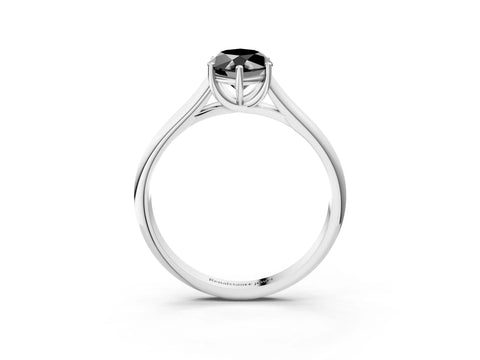 White gold Fancy Black Marquise Cut Cut Diamond Solitaire Engagement Ring with Tapered Plain Band and Four-Prong Setting_15