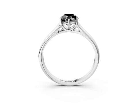 White gold Fancy Black Marquise Cut Cut Diamond Solitaire Engagement Ring with Tapered Plain Band and Four-Prong Setting_3