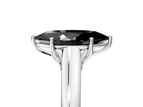 White gold Fancy Black Marquise Cut Cut Diamond Solitaire Engagement Ring with Tapered Plain Band and Four-Prong Setting_5