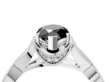 White gold Fancy Black Marquise Cut Cut Diamond Twisted Band with Milgrain Pave Setting and Four-Prong Setting_16