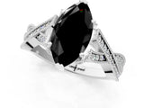 White gold Fancy Black Marquise Cut Cut Diamond Twisted Band with Milgrain Pave Setting and Four-Prong Setting_1