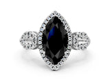White gold Fancy Black Marquise Cut Cut Halo Diamond Infinity Band with Four-Prong Setting