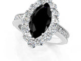 White gold Fancy Black Marquise Cut Cut Halo Diamond Pavé Engagement Ring with Milgrain Detailing_25