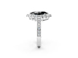 White gold Fancy Black Marquise Cut Cut Halo Diamond Pavé Engagement Ring with Milgrain Detailing_26