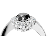 White gold Fancy Black Marquise Cut Cut Halo Diamond Pavé Engagement Ring with Milgrain Detailing_28