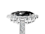 White gold Fancy Black Marquise Cut Cut Halo Diamond Pavé Engagement Ring with Milgrain Detailing_29