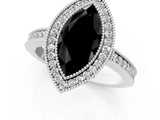 White gold Fancy Black Marquise Cut Cut Halo Pavé Diamond Ring_1